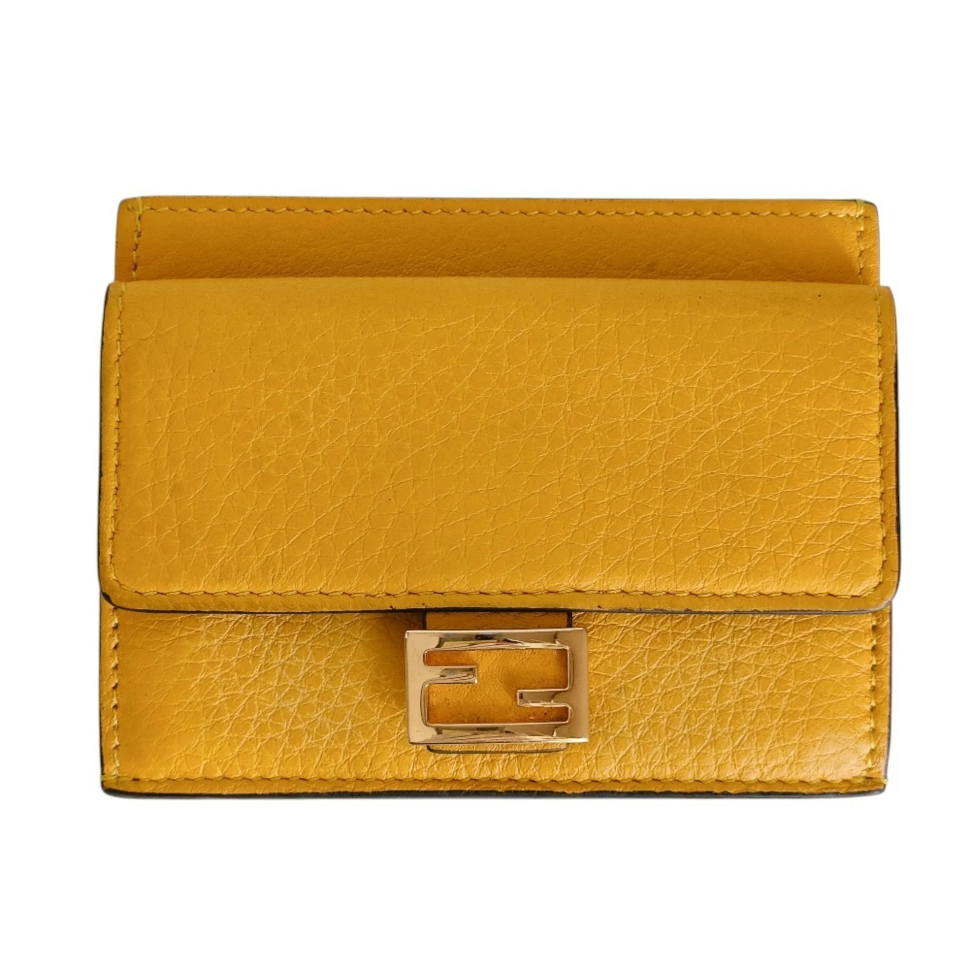 Fendi Leather Baguette Card Bi-Fold Wallet/Coin Case 8m0423 (With Box) - Yell...